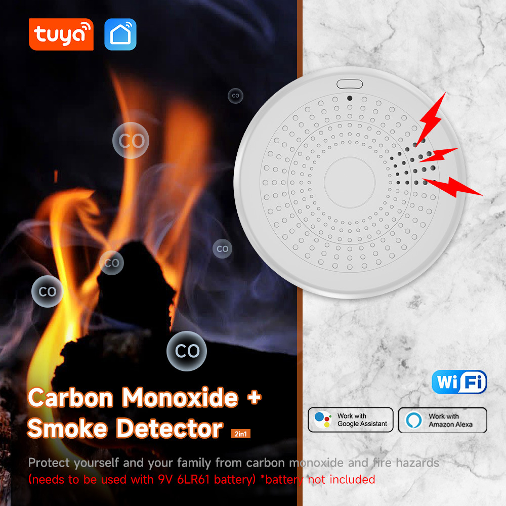 智能烟雾一氧化碳探测器探测器主体家用安全防护报警器细节图