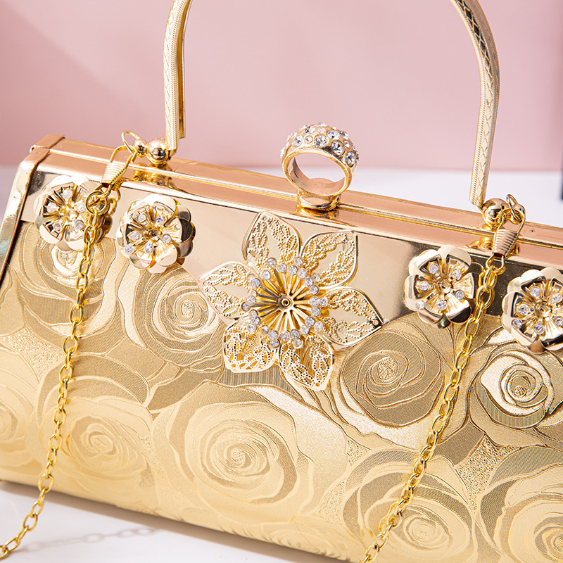 2019新款晚宴包花形图纹襄钻石手拿包晚装包名媛女包时尚厂家直销细节图