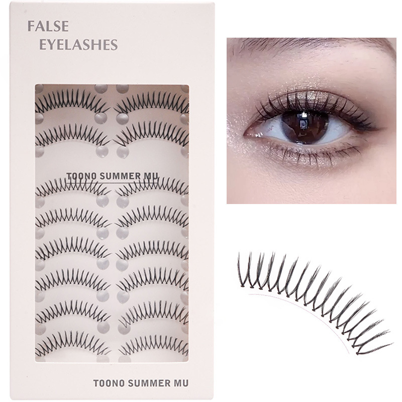 10对韩国女团款8-10.5mm透明细茎假睫毛0.1mm漫画尖尾假睫毛
