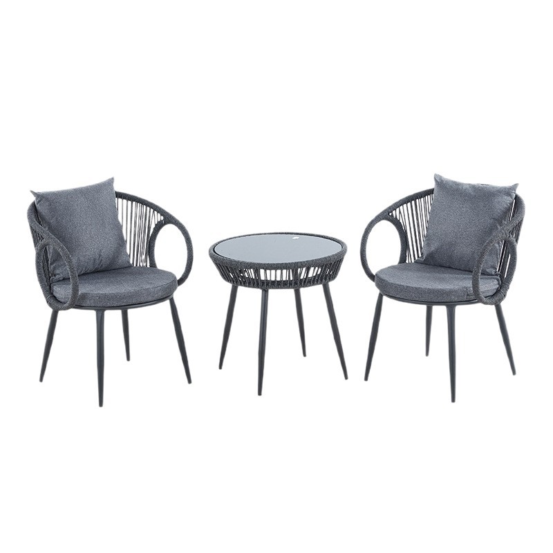 Customized hotel and homestay courtyard terrace outdoor dining table and chairs, leisure rattan chairs with armrests on the backrest, outdoor rattan chairs Item Picture