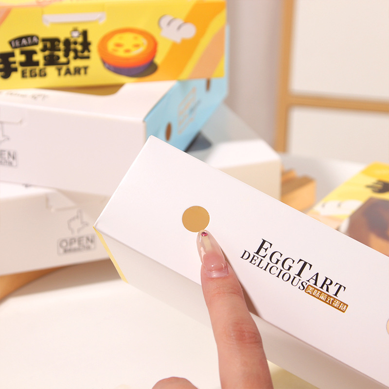Egg tart packaging box 2/4/6-piece disposable packing box, Portuguese egg tart box, baking commercial household paper box Application Scenario