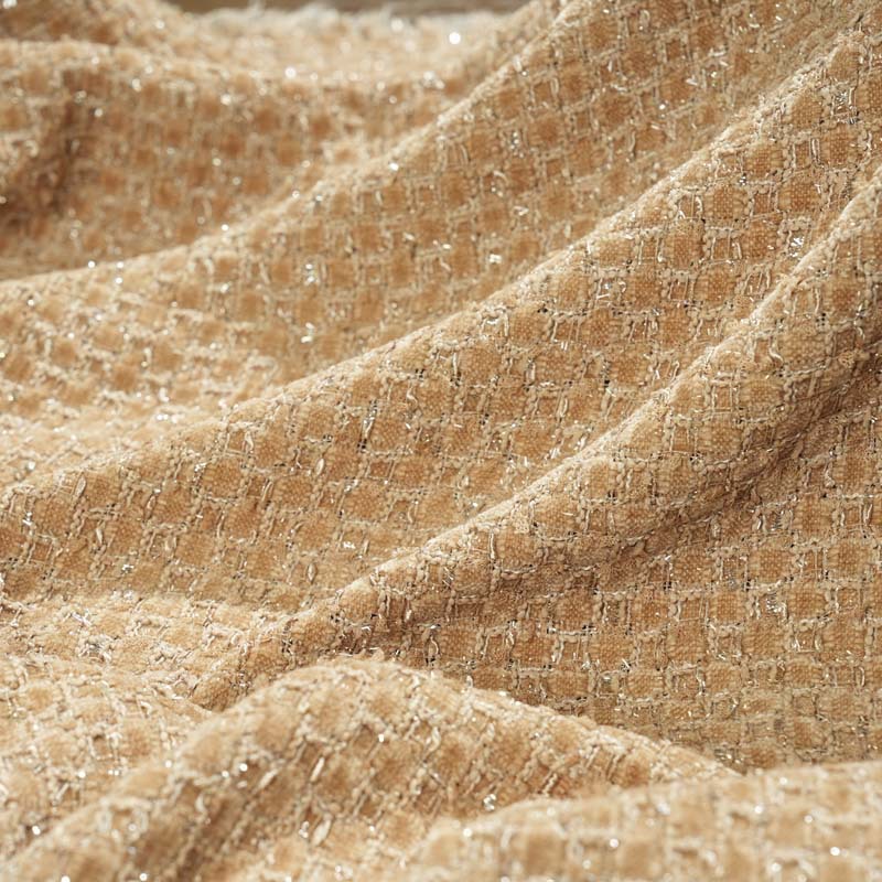 Mokashi checkered chanty fabric, brown tweed fabric for autumn and winter suits, hats, bags and accessories Item Picture