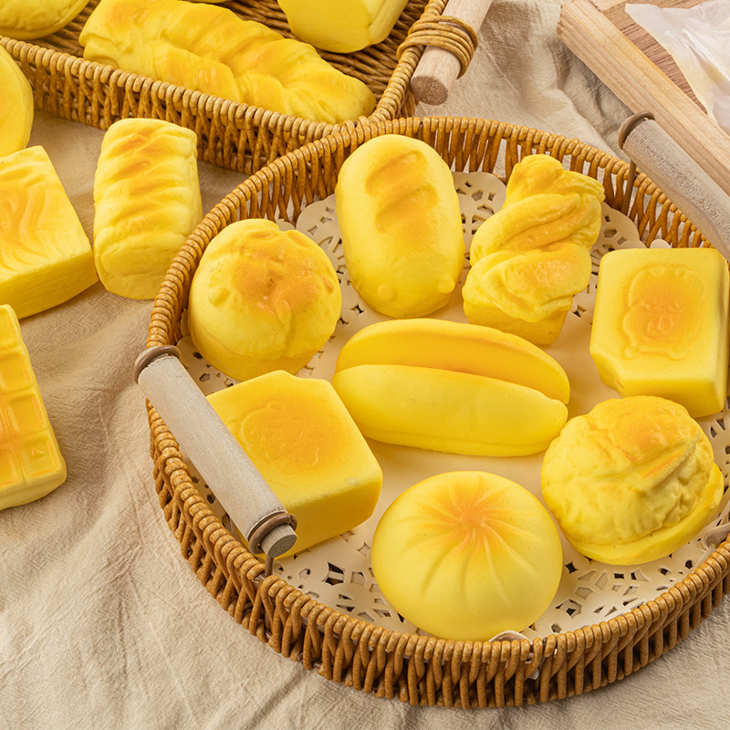 Stress-relieving toys, slow rebound, pinching fun, release wet and soft children's toys, simulated food, bread, cake, milk aroma details Picture