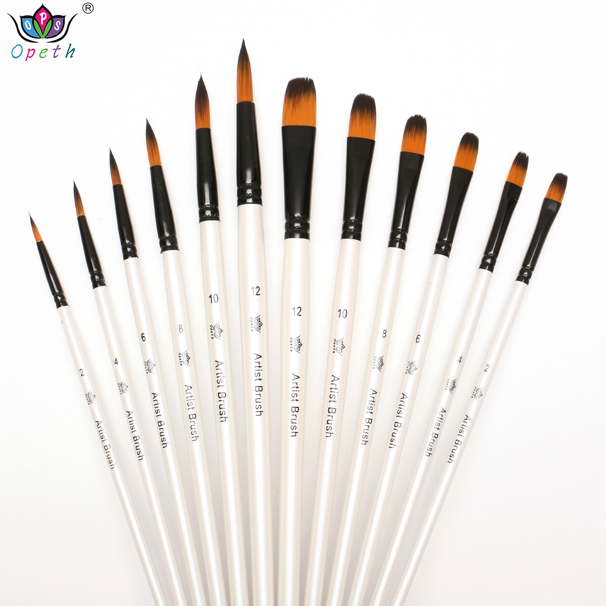 Cross-border 6-piece pearlescent white oil painting brush set, specially designed for art with acrylic outlining brushes, watercolor and gouache oil painting brushes Specification image
