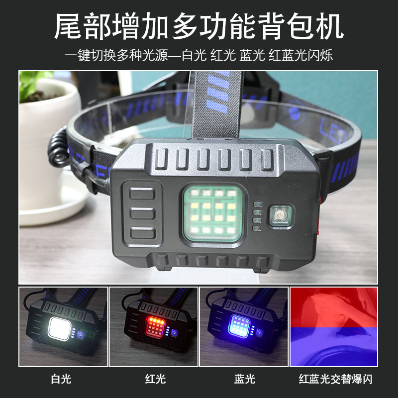 Transfronterizo nuevo láser blanco recargable súper brillante larga duración multifunción rush mar iluminación al aire libre zoom lámpara de mina tres fuentes de luz Specification image