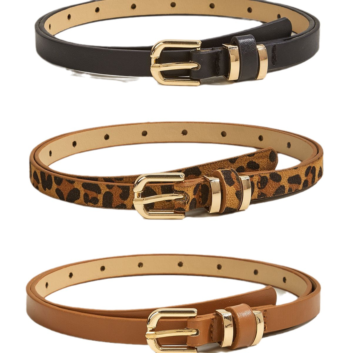 Retro fine belt, ladies' versatile needle buckle small belt, simple decoration, summer leopard print belt, in stock, needle cross-border belt Item Picture