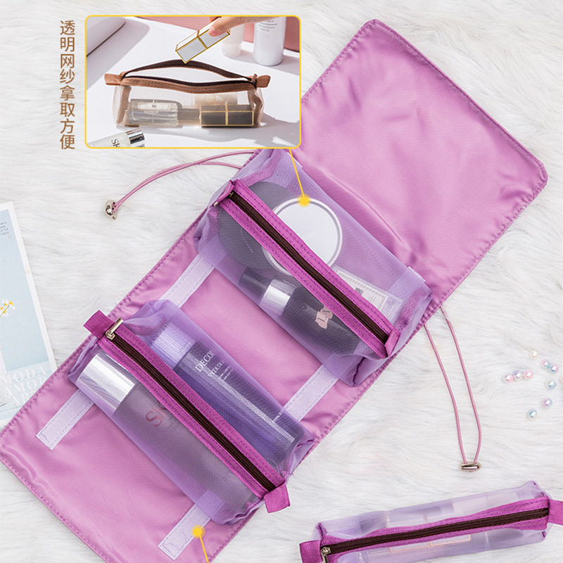Four-in-one makeup bag, portable large-capacity storage bag, InS-style simple and portable Korean-style toiletry bag, bathroom storage Specification image