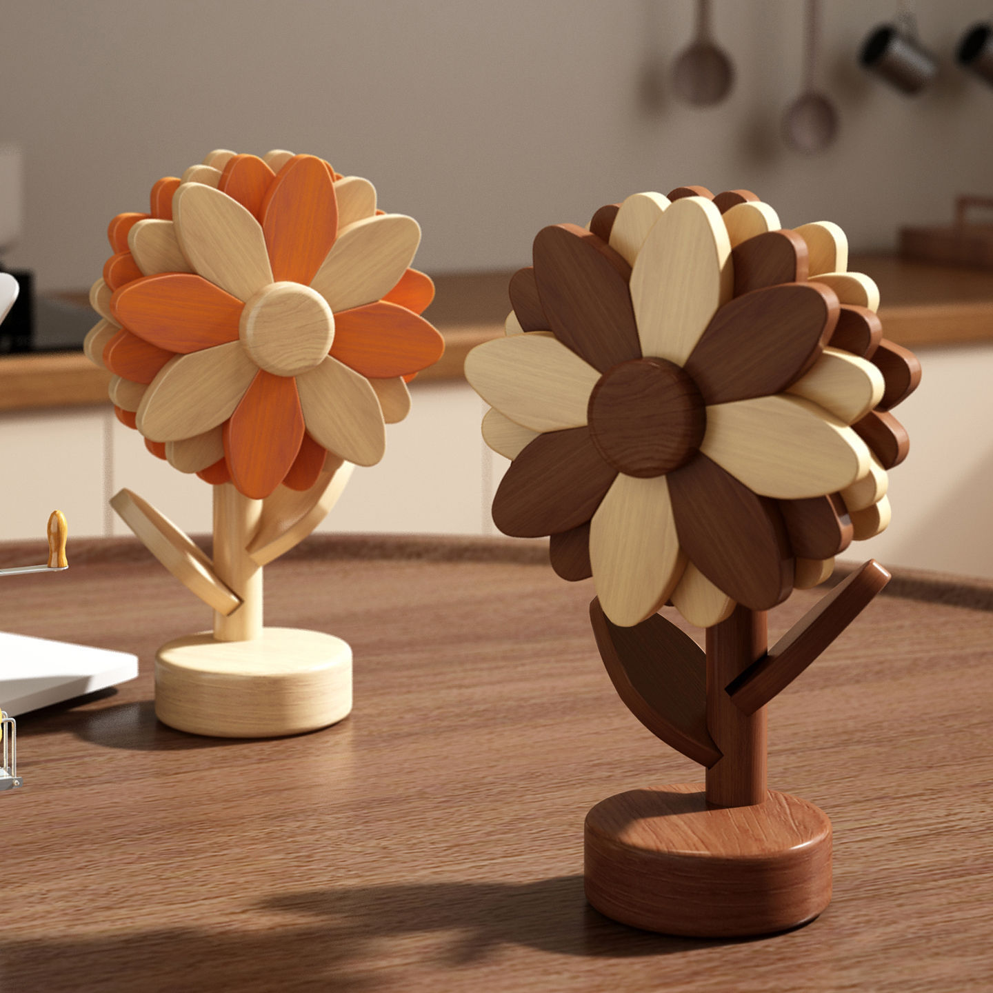 向日葵餐垫隔热垫实木质厨房饭桌餐桌台砂锅防烫垫菜盘子碗垫杯垫