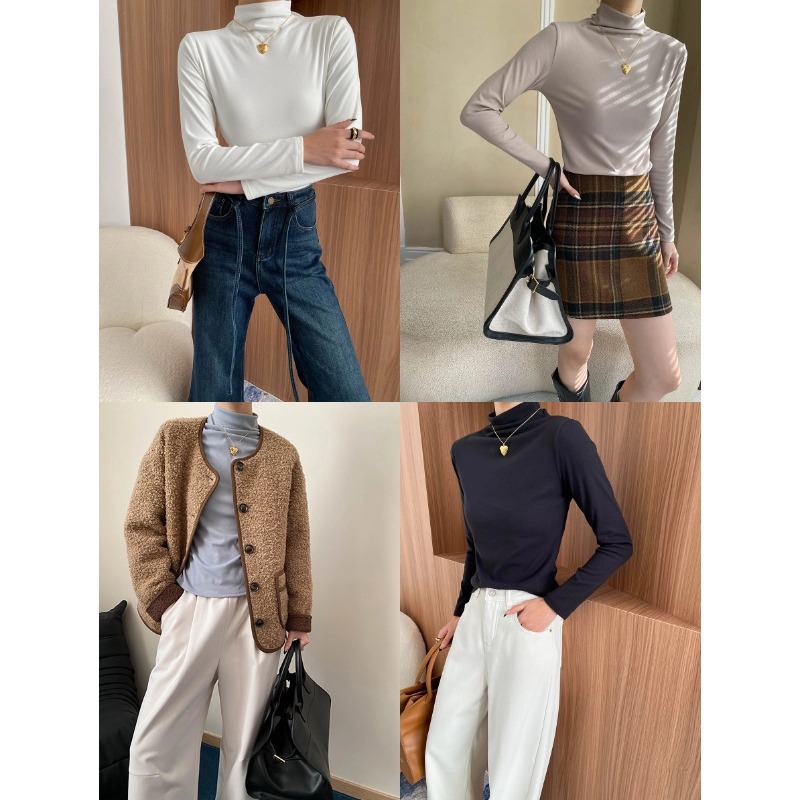 司南 刚需基础款 亲肤软糯磨毛半高领修身显瘦百搭打底衫 SN6903产品图