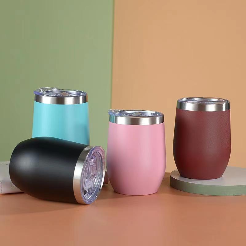 Cross-border foreign trade 12oz eggshell cup, 304 stainless steel water cup, double-layer vacuum insulated cup, U-shaped red wine and egg cup details Picture