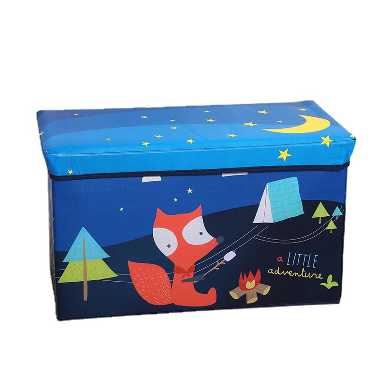 Folding and storage wonder: Clothes organizing box, storage box, cartoon home storage stool, children's toy storage box Item Picture