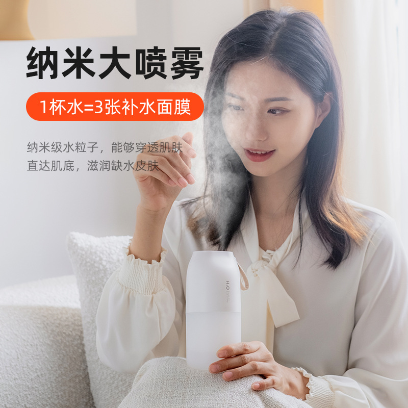 新款双喷雾无线加湿器手提家用桌面空气补水夜灯净化加湿器跨境细节图