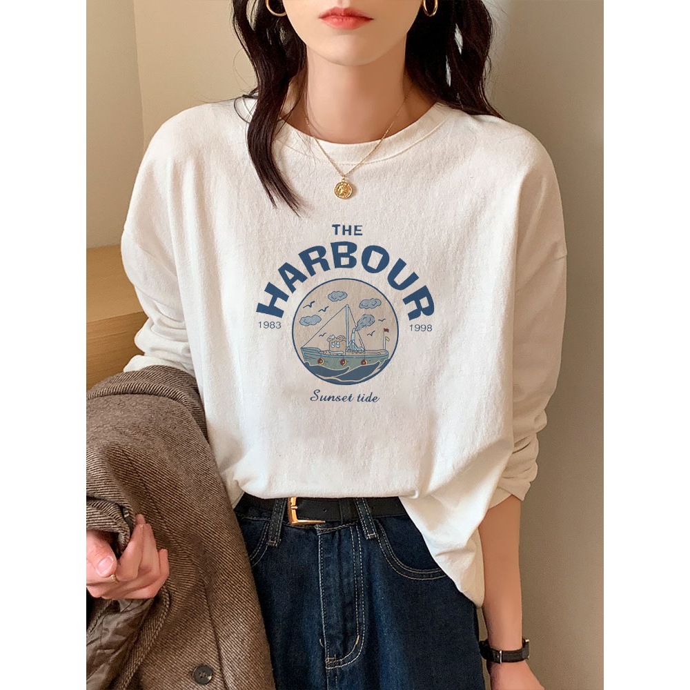 Cotton innerwear with a white base layer for autumn and winter, 2025 early spring new style fleece long-sleeved T-shirt, plus-size women's top Specification image