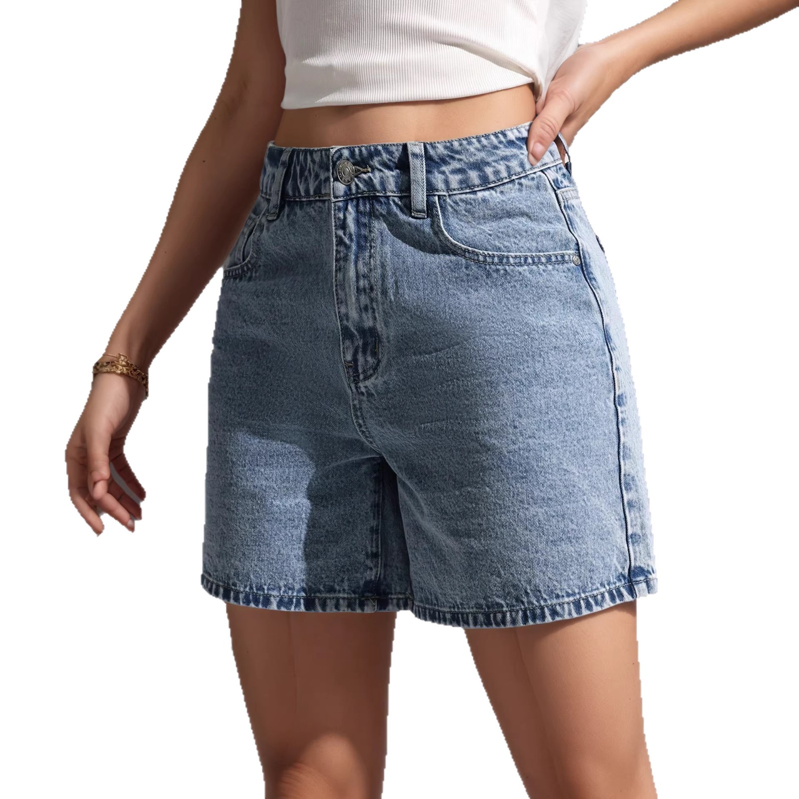 Amazon Summer new non-elastic denim shorts for women are directly supplied from European and American factories. Cross-border trade in stock Specification drawing