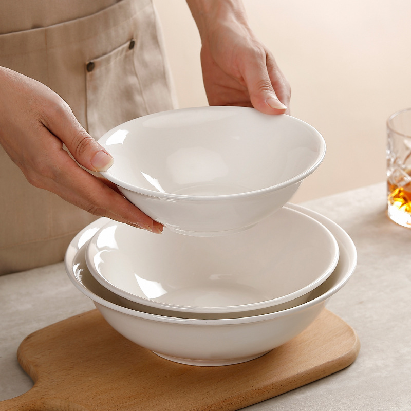 批发陶瓷碗家用餐具饭店用白色米饭碗白瓷小碗汤碗纯白色斗碗饭碗产品图