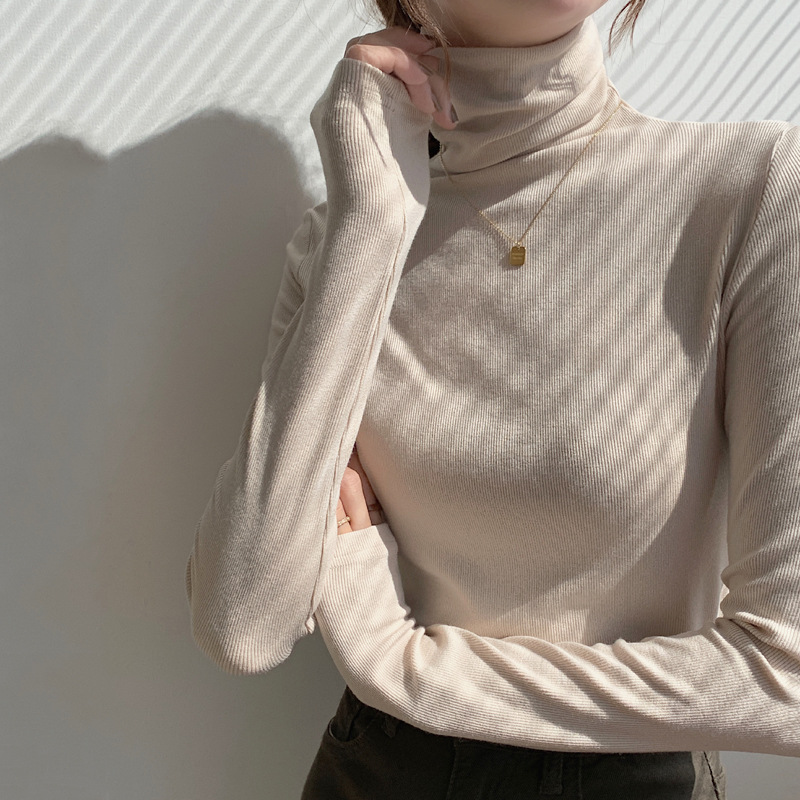 经典不过时百搭高领打底衫女长袖T恤2025秋冬新款修身内搭棉上衣