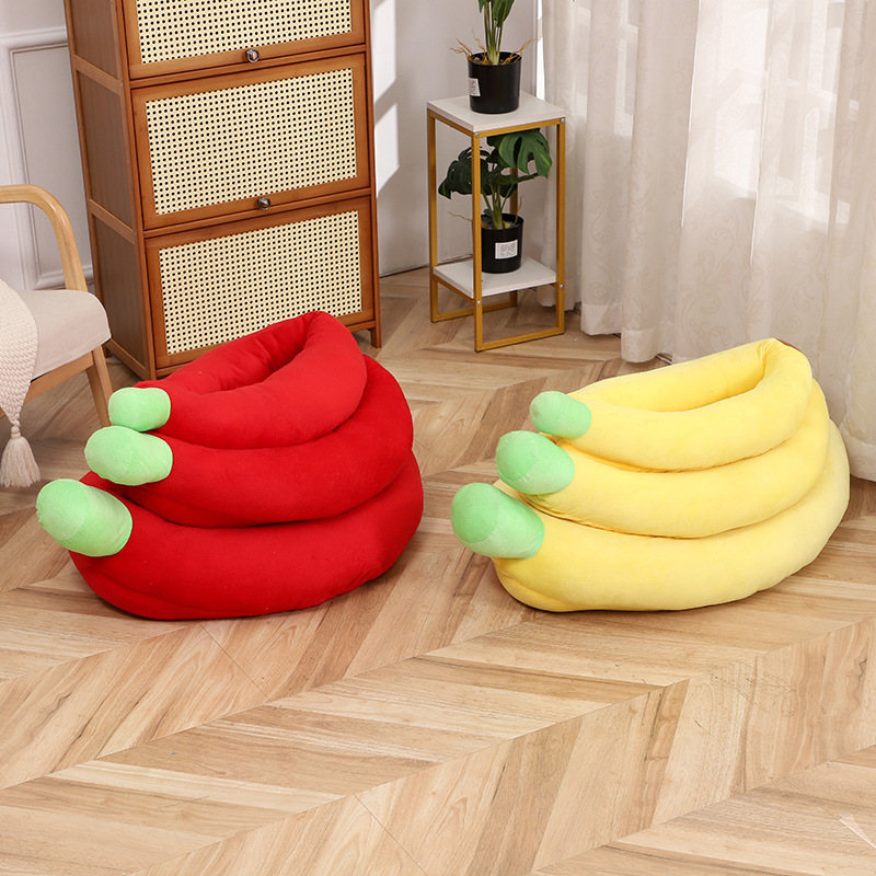 Banana pet beds, cat beds, dog beds, cross-border super soft pet pads, thickened anti-slip, detachable and washable, wholesale for small and medium-sized dogs details Picture