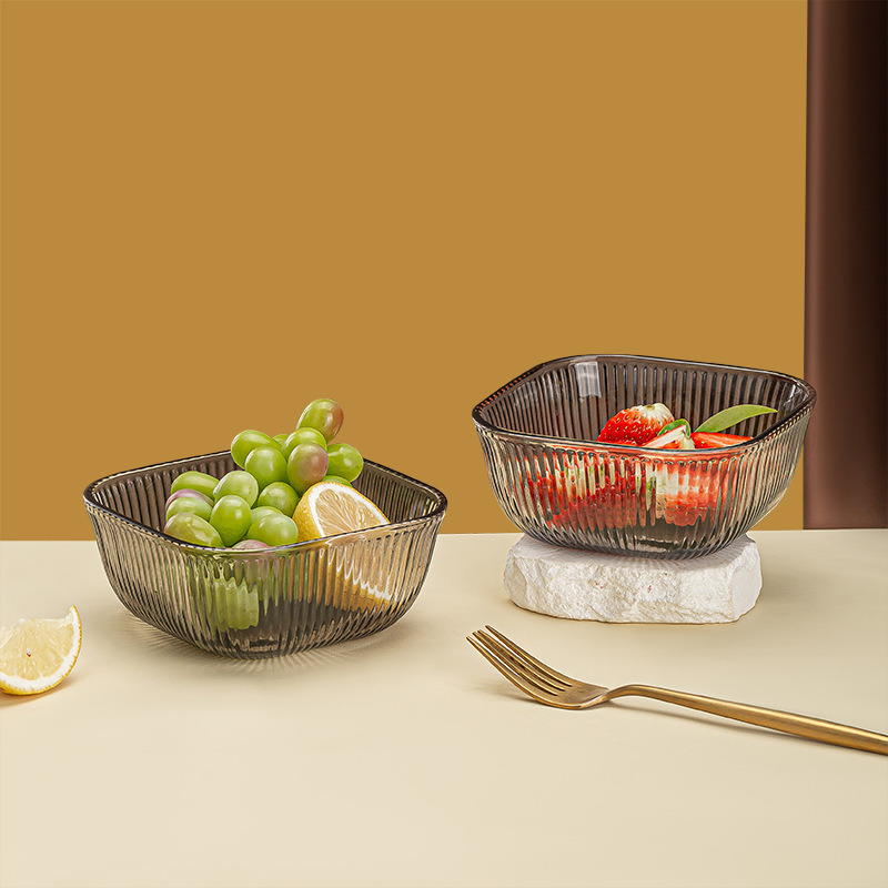 Glass bowl opening event Gift promotion: Vertical patterned glass cups and bowls, household water cups, dessert salad bowls, two-piece set details Picture