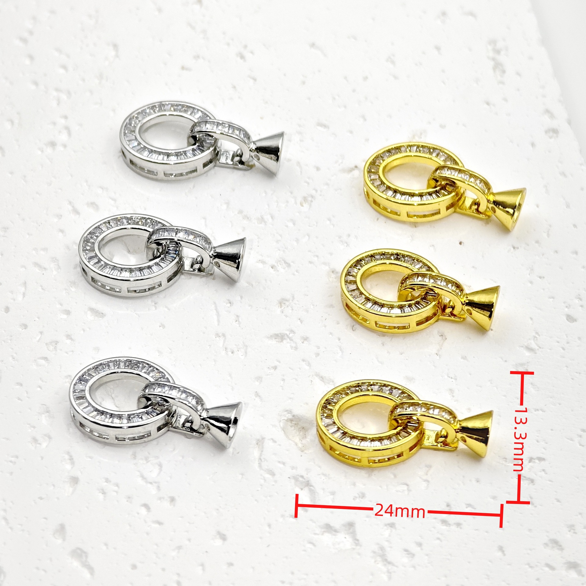 Pearl buckle head plated with 18K real gold, diy necklace buckle, bracelet, connecting buckle, ending buckle, OT buckle, handcrafted universal buckle Specification image