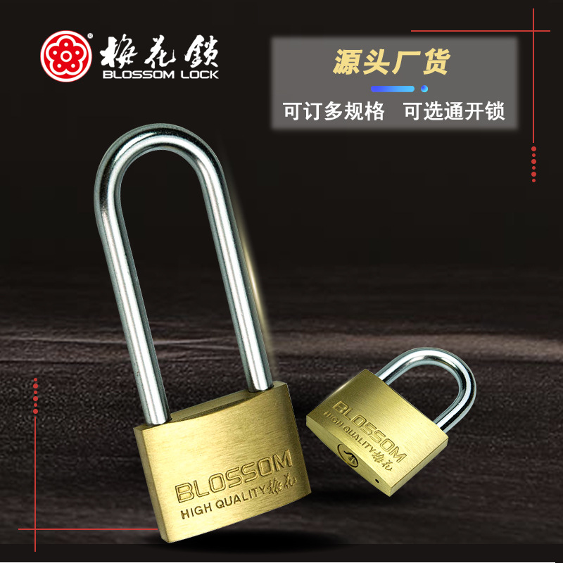 Plum blossom locks, thin copper padlocks, extended lock beams, copper locks, wholesale locks, furniture locks can be made through details Picture