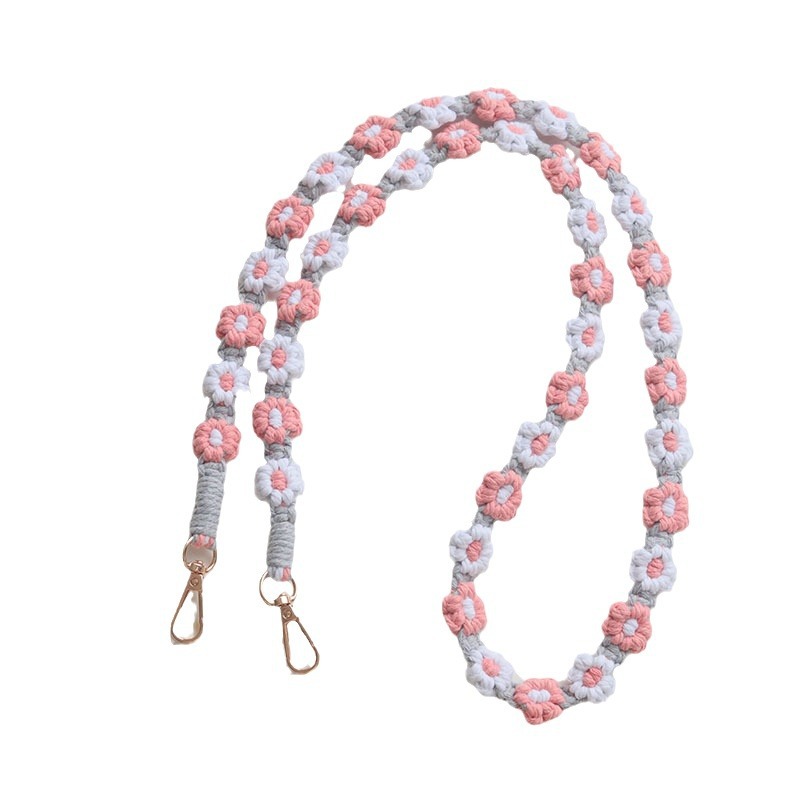 Factory direct sales, cross-border best-selling Bohemian woven Daisy flower name tag neck lanyard, mobile phone lanyard, shoulder strap for women Item Picture