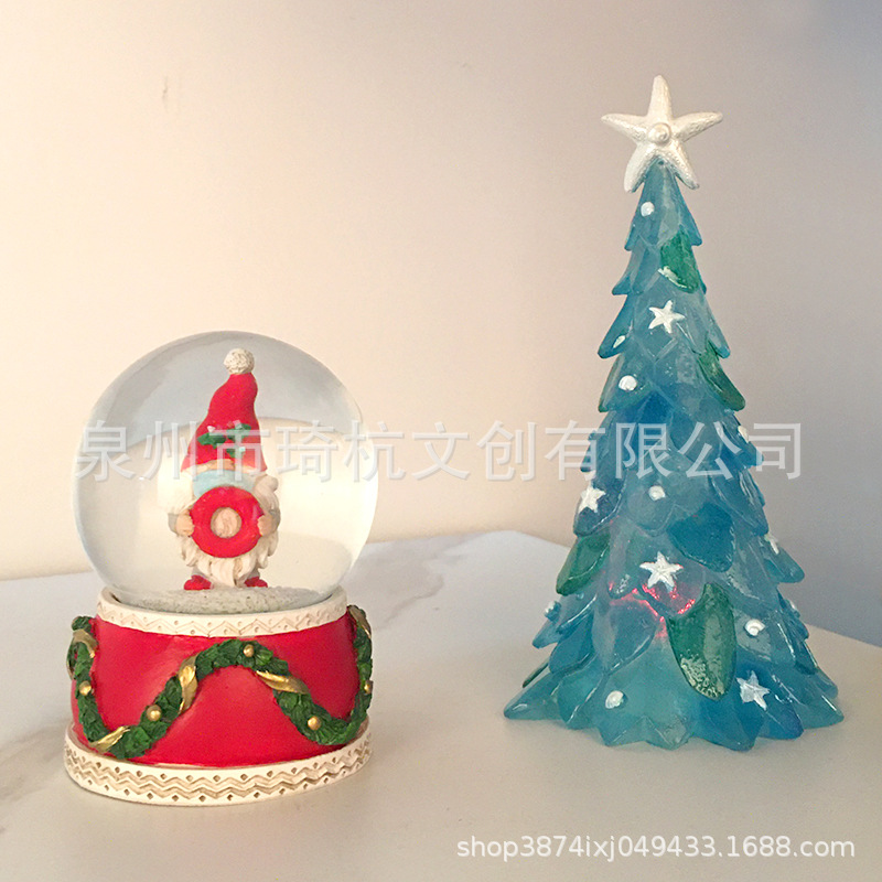 跨境热销圣诞树水晶球家居卧室选过桌面透明装饰摆件创意雪花礼物细节图