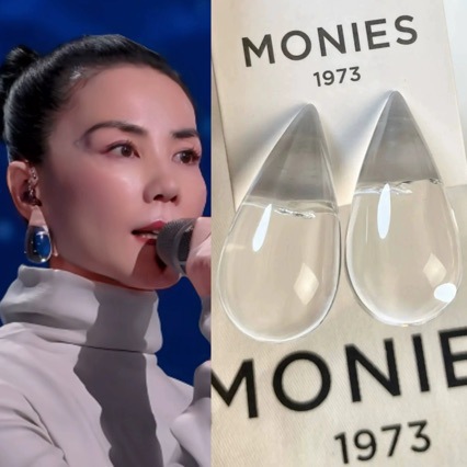 王菲同款2026春晚透明水滴耳钉小众流行高级感耳环轻奢夸张耳饰女