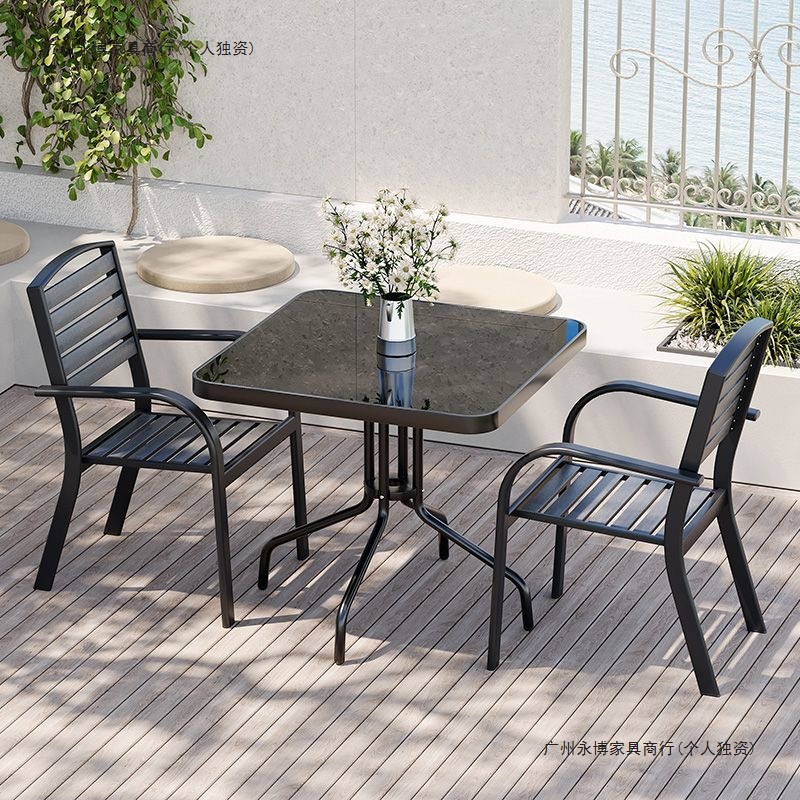 户外塑木桌椅庭院防腐木防水露天咖啡室外摆阳台休闲花园桌椅组合