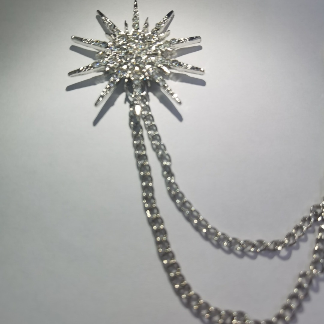 职业套装链条胸针链条配饰西装大衣外套胸花高档女领品闪星配饰男