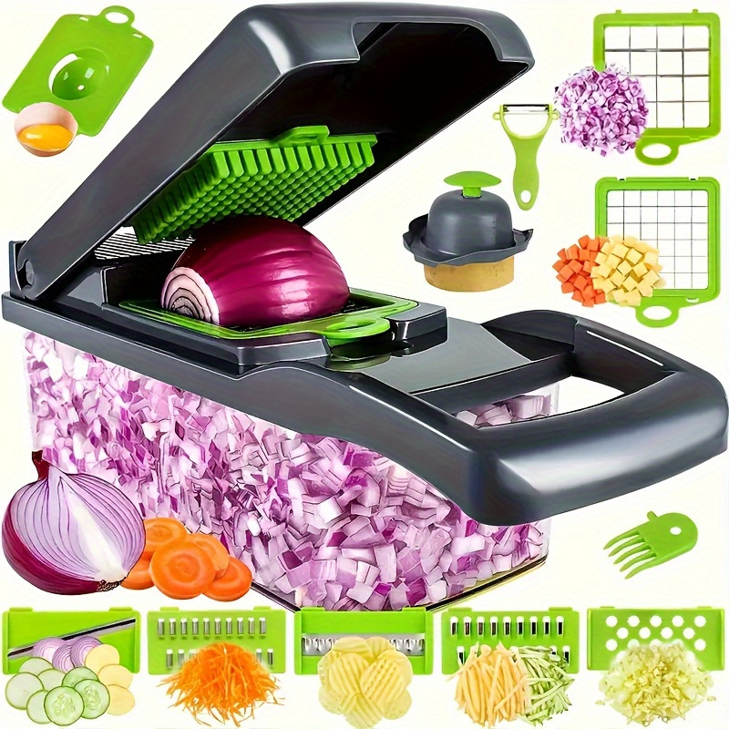 Cross-border multi-functional vegetable cutter, household food shredder, kitchen wonder 16-piece set, shredder, grater, dice cutter details Picture