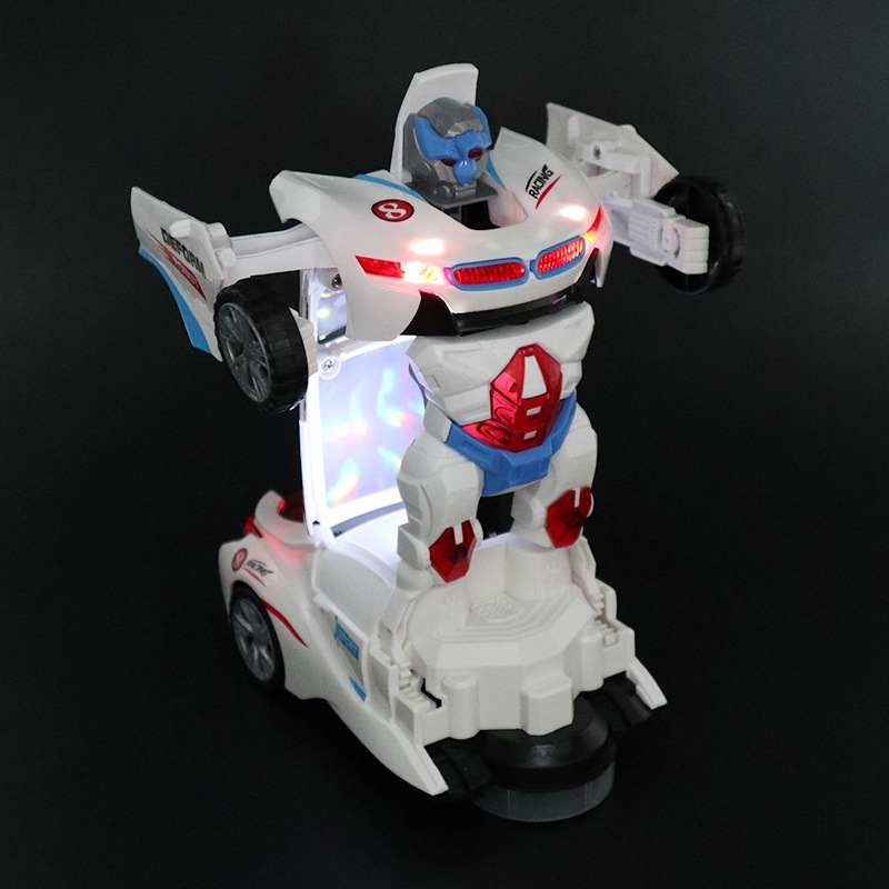 Douyin electric universal toy car model, transforming rotating robot, children's toy, sound and light car, boys and girls Application Scenario