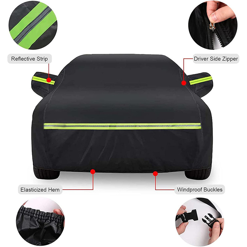 190T Oxford fabric car cover: Waterproof, sun-proof, rain, UV protection, outdoor car cover, cross-border car cover Specification image