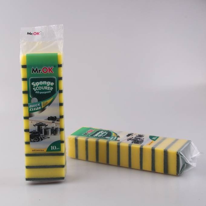 Mr.OK factory direct supply sponge scouring pads, double-sided cleaning sponges, kitchen cleaning sponges, dishwashing sponges, pot scrubbing sponges Specification image