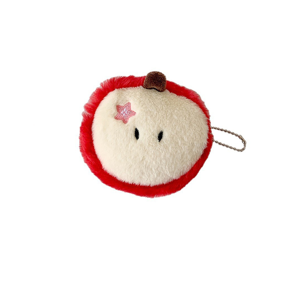 Cute Apple coin purse, creative cartoon plush pendant, mini bag, student earphone case, data cable storage small bag Item Picture