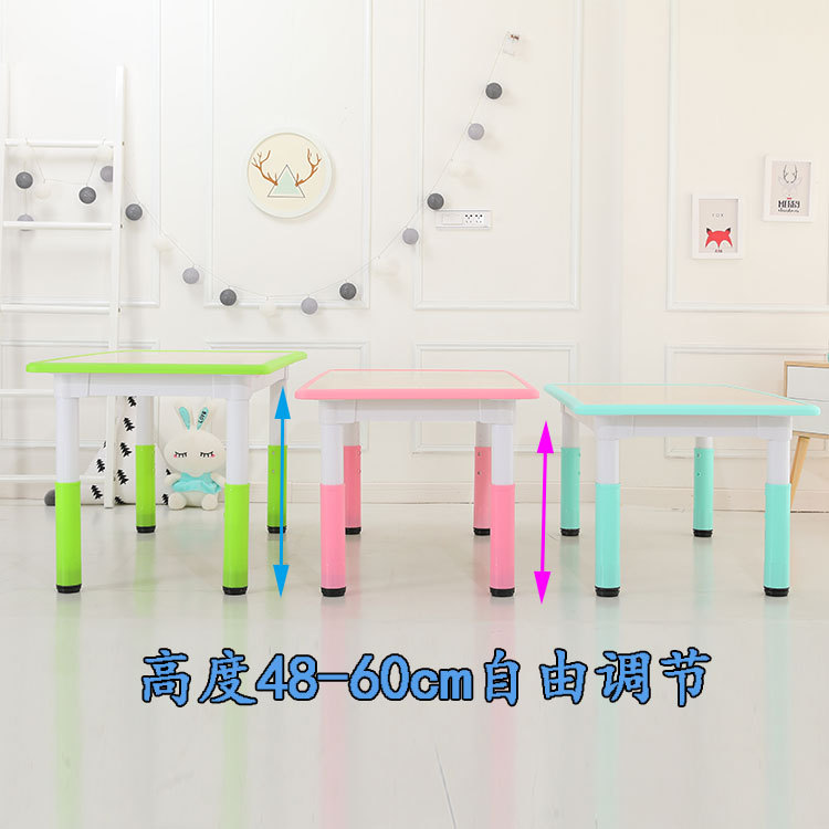 Kindergarten desks, children's height-adjustable learning desks, graffiti desks, wooden desks, handicraft desks, drawing desks, game desks and chairs Specification image