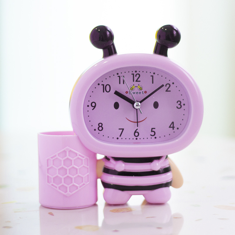 Innovative and creative pen holders by male and female students, bee alarm clocks, bedside children's cartoon, fashionable and cute alarm clocks, bedroom clocks details Picture