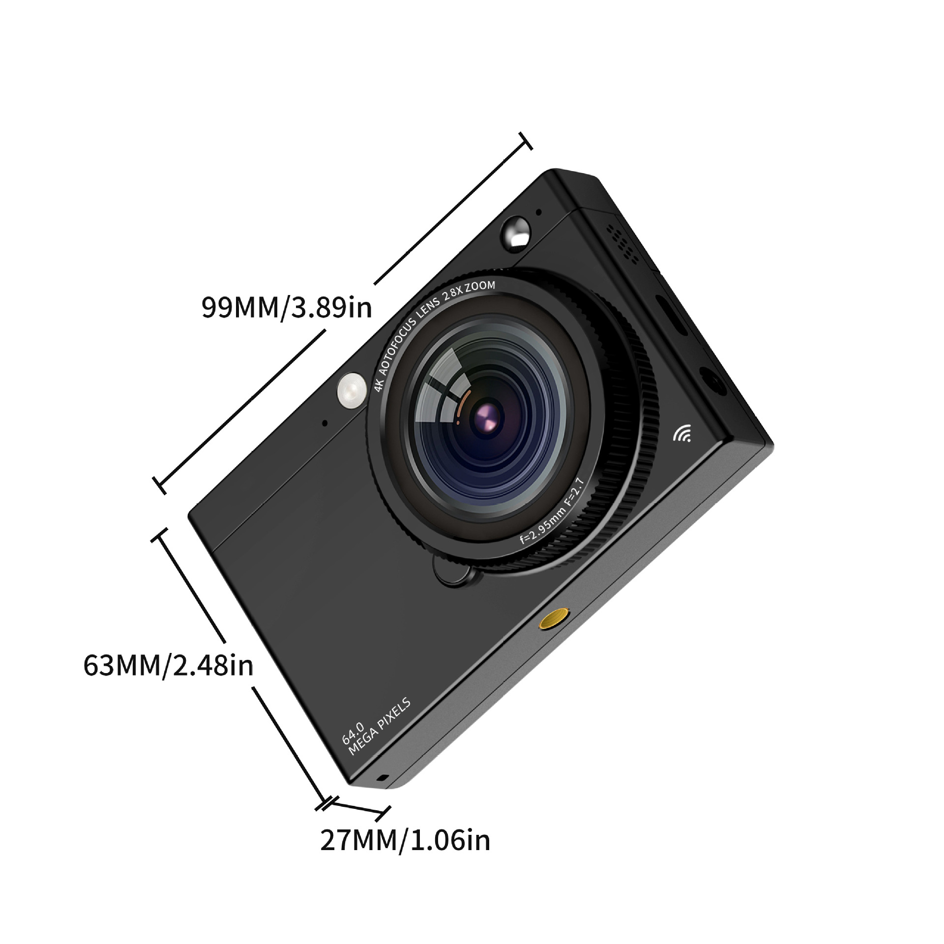 D7高清ccd数码相机美颜自拍复古 6400万WiFi照相机摄像学生卡片机白底实物图