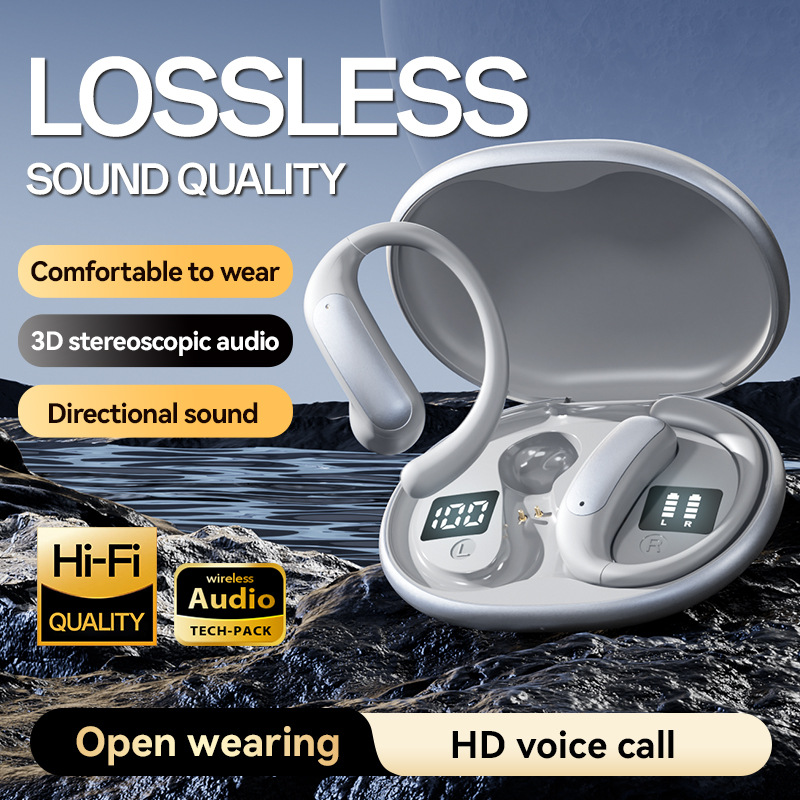 The new AI smart cross-border model M134 ear-hanging OWS non-in-ear open Bluetooth headphones with dual digital display private mold Application Scenario