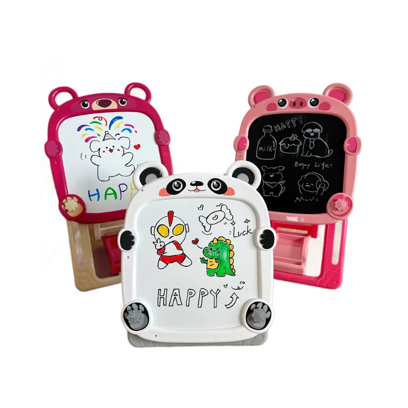 Children's foldable double-sided drawing board stand, multi-functional writing board, doodling whiteboard, blackboard, magnetic baby drawing set Item Picture