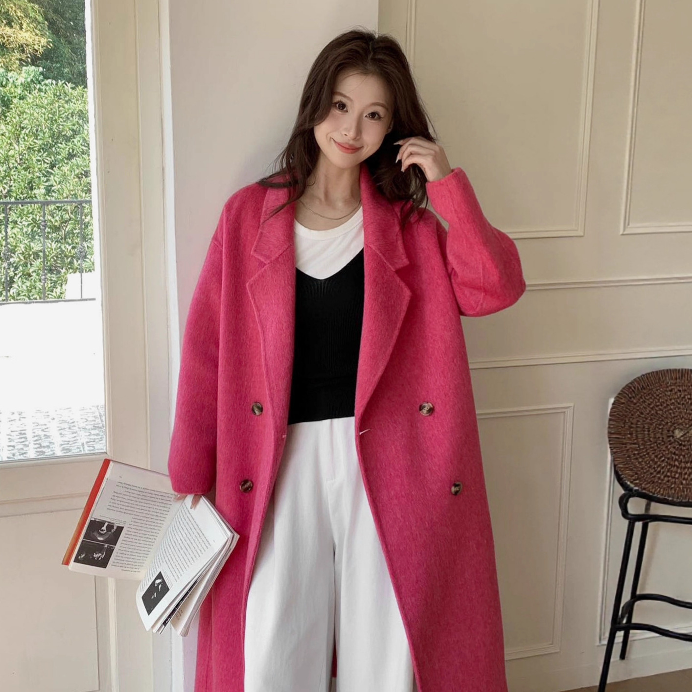 【高版本也池】羊驼绒高端双面羊毛大衣女中长款气质韩系毛呢外套