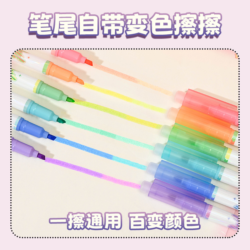 吻朵热敏变色荧光笔高颜值划线手账笔学生标记笔彩色记号笔套餐产品图