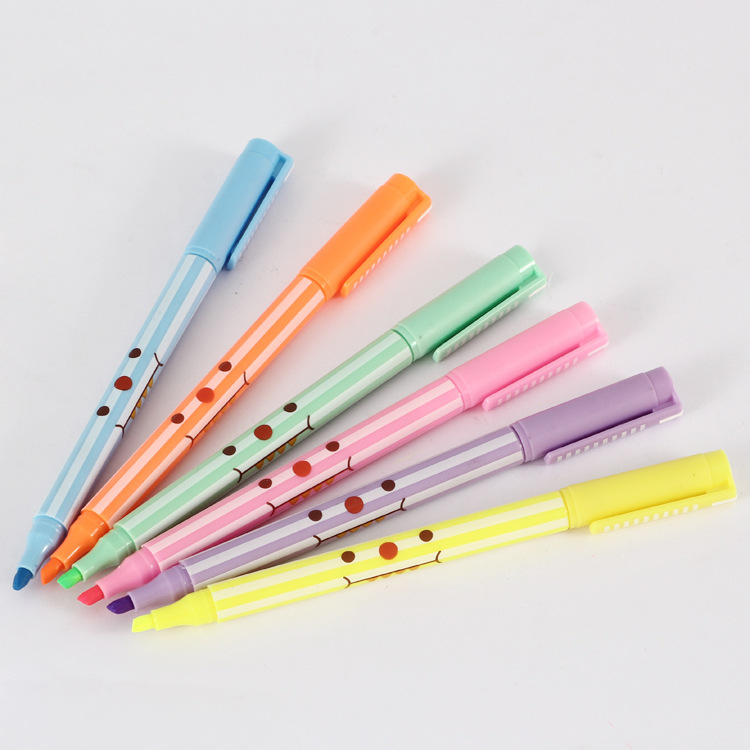 Tianfeng's new 2272 single-head highlighter, red rod fiber highlighter marker, six-color highlighter wholesale Specification drawing