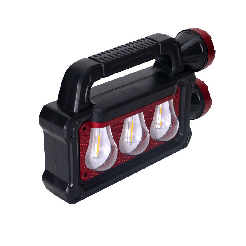Solar-powered portable lamp, multi-functional outdoor camping portable searchlight, dual light sources for near and far, hand-pressed power generation details Picture