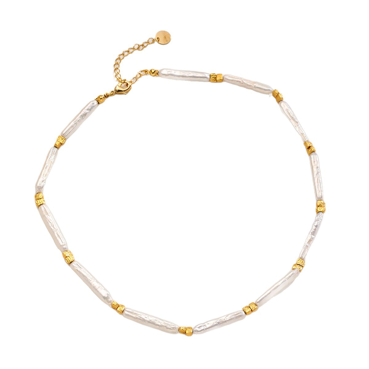 Nasha Cross-border Exclusive Toothpick freshwater Pearl Necklace Earring Set: Light luxury and Versatile Baroque pearl necklace Item Picture