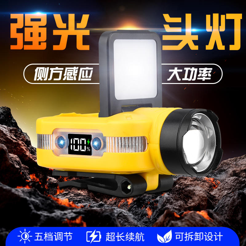 Induction headlamp, long-lasting strong light, ultra-bright brim lamp, outdoor-specific night fishing lamp, head-mounted miner's lamp, flashlight details Picture