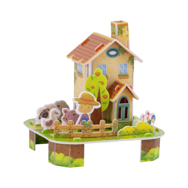 Cartoon assembly 3D stereoscopic house puzzles, children's small toys, educational building models, street stalls, kindergarten small prizes Item Picture