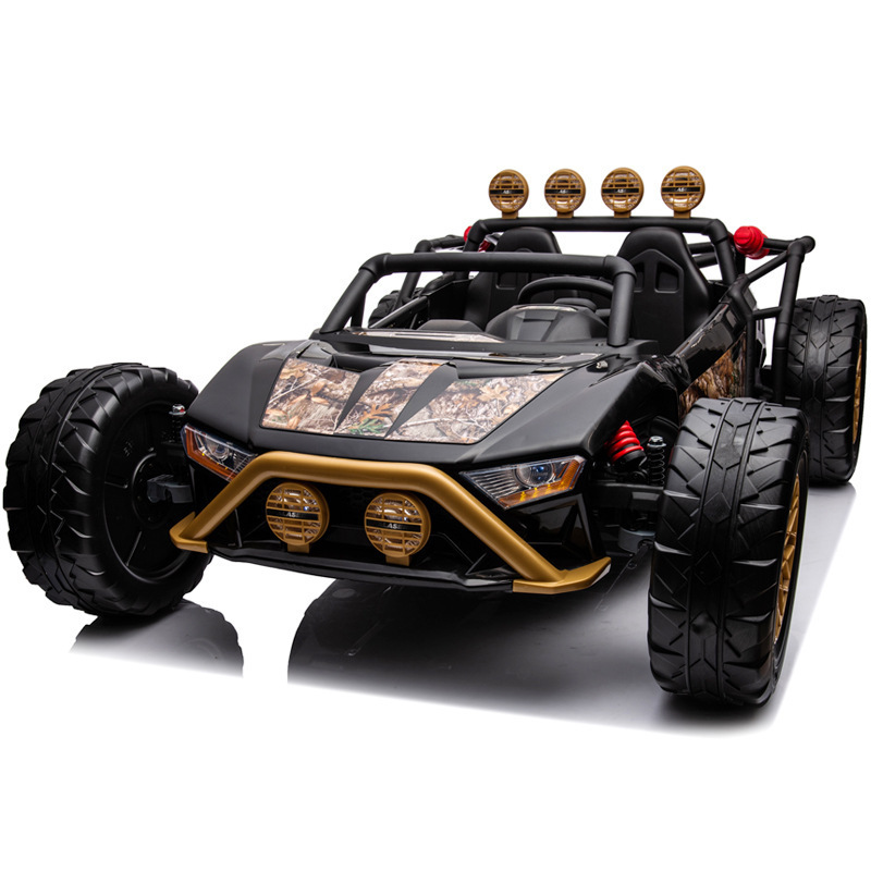 双人座儿童电动车四轮超大越野车可遥控小孩宝宝24V可坐人玩具车白底实物图