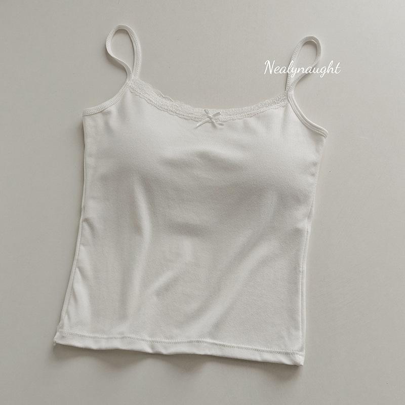 Pure lace lace-trimmed halter top for women in summer, with a chest pad as the base layer, BM style solid color innerwear, slimming ladies' top Specification drawing