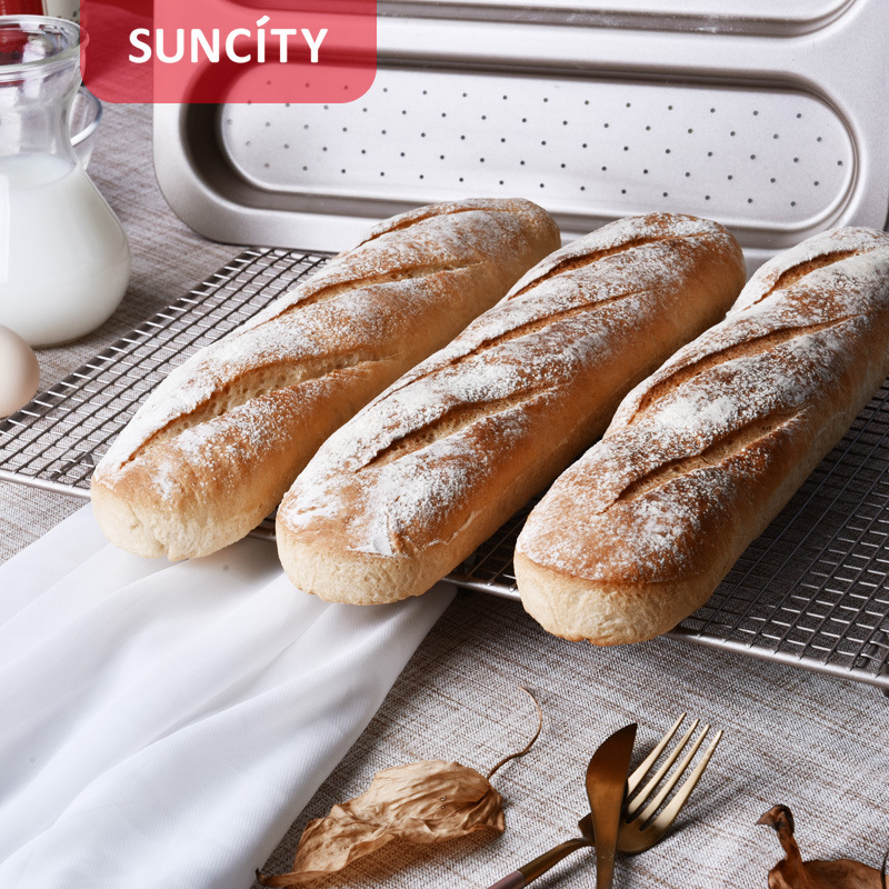 Yangchen Baguette three-piece baguette French bread mold three-slot tray Non-stick oven home Champagne gold Application Scenario