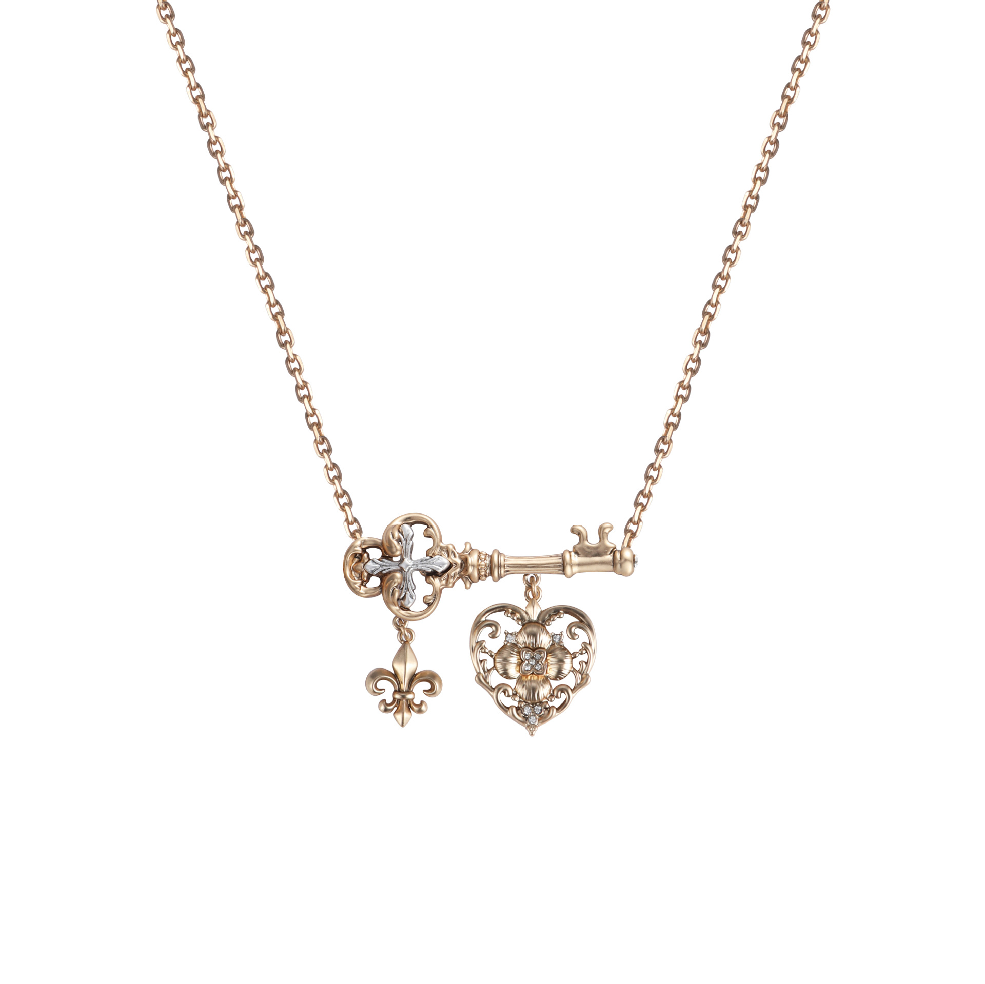 A new original design of the light luxury iris heart-shaped key necklace, a fashionable, simple and versatile high-end sweater chain for women Item Picture